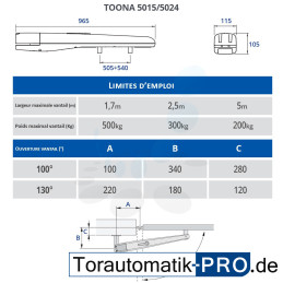 NICE TOONA 5015 Moteur 230V pour les portails battants