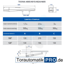 NICE TOONA 4024 Moteur 24V pour les portails battants